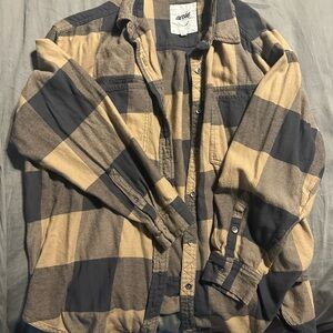 Aerie Brown Checked Flannel Shirt
